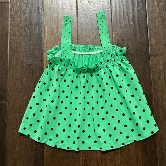 Zara Girls Cotton Green Polka Dot Top Size 9 sleeveless Retro Top - Picture 2 of 8